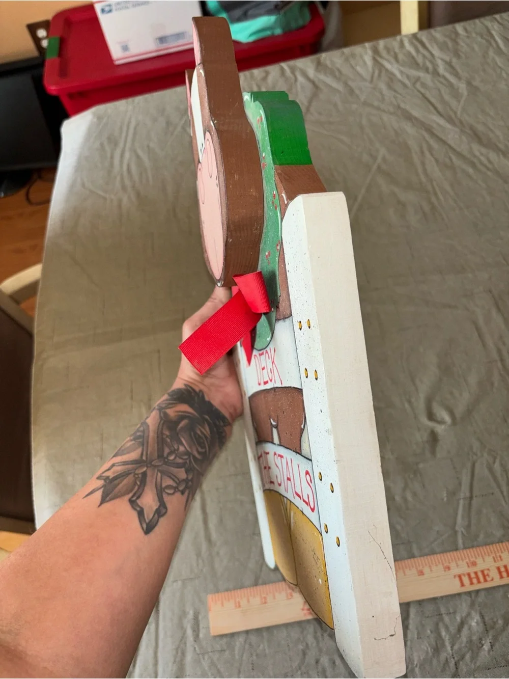 Hand-Painted Holiday Horse Door Hanger - Brown/Pink